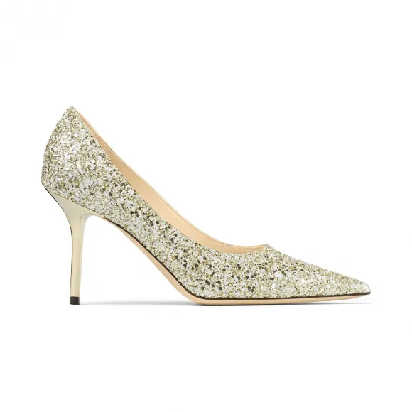 Jimmychoo/吉米周 浅黄白色闪光织物高跟鞋  LOVE85TITOO1308