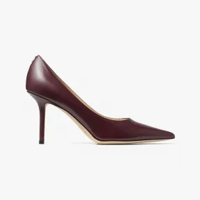 Jimmychoo/吉米周 LOVE85-JC徽章饰勃艮第葡萄酒红色小牛皮高跟鞋 LOVE85ZNU060846