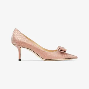 Jimmychoo/吉米周 LOVE/BOW 65 | 蝴蝶结饰芭蕾粉色钻石闪粉面料高跟鞋 LOVEBOW65TAI110323