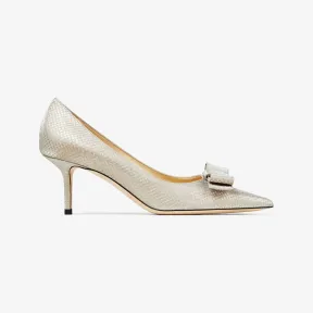 Jimmychoo/吉米周 LOVE/BOW 65 | 蝴蝶结饰香槟色钻石闪粉面料高跟鞋 LOVEBOW65TAI120011