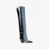Jimmychoo/吉米周 MACEO OTK 85过膝靴-黑色吊染丹宁布过膝靴 MACEOOTK85DBD040037