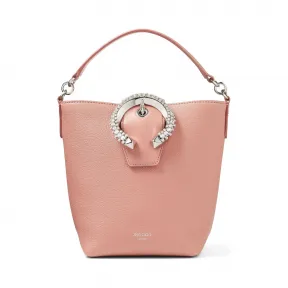 Jimmychoo/吉米周 水晶搭扣绯红色羊皮拼牛皮水桶包  MADELINEBUCKETGTG110003