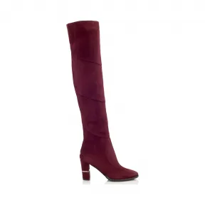 Jimmychoo/吉米周 波尔多绒面革过膝靴 MAIRA80SUE060002