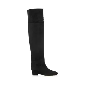 Jimmychoo/吉米周 黑色绒面革过膝靴 MARCIE50SUE010003
