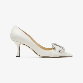 Jimmychoo/吉米周 MELVA 70高跟鞋-水晶扣饰拿铁色尖头高跟鞋 MELVA70AYU0C8443