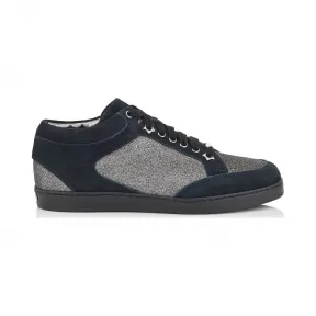 Jimmychoo/吉米周 海军蓝绒面革和钢质亮片运动鞋 MIAMIFGS0C5350