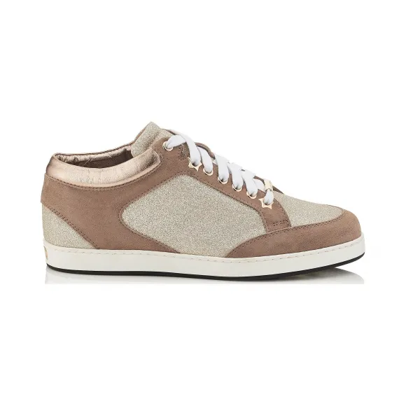 Jimmychoo/吉米周 铂金冰丝亮片和绒面革低帮运动鞋 MIAMIFGSAA0582