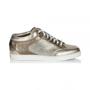 Jimmychoo/吉米周 香槟色闪光面料和镜面皮革运动鞋 MIAMIGMN120011