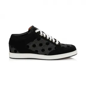 Jimmychoo/吉米周 黑色波点网布在Lame Glitter低帮运动鞋上 MIAMILTO010045