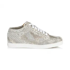 Jimmychoo/吉米周 浅卡其色金属色印花绒面革低帮运动鞋 MIAMIMPR020028