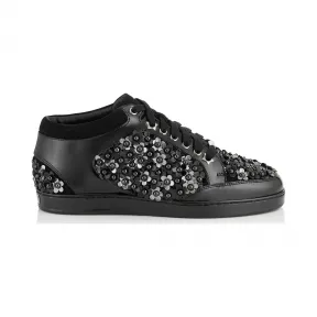 Jimmychoo/吉米周 黑色多花饰铆钉低帮运动鞋 MIAMIMUF010045