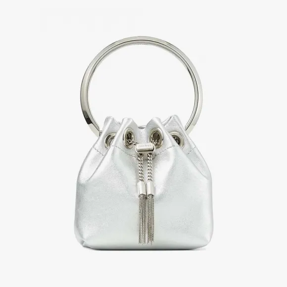 Jimmychoo/吉米周 MICROBONBON-银色金属感纳帕羊皮迷你包 MICROBONBONMNAAA0009