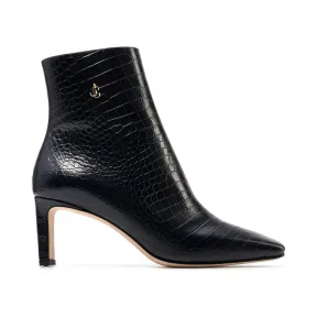 Jimmychoo/吉米周 品牌 logo 装饰海军蓝色鳄鱼压纹皮短靴  MINORI65CCL040014