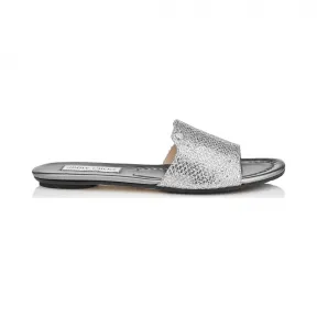 Jimmychoo/吉米周 银色闪光织物拖鞋 NANDAGFAAA0009