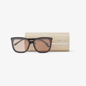 Jimmychoo/吉米周 JC 字母饰黑色方框太阳镜 NETTALFSK66E8070C7481