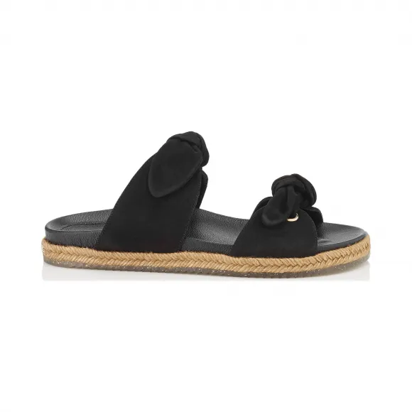 Jimmychoo/吉米周 黑色麂皮凉鞋 NIXONFLATSUE010003