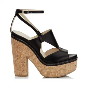 Jimmychoo/吉米周 黑色Vacchetta皮革软木楔 NOBLE120VAC010003