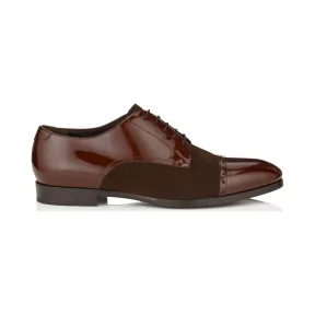 Jimmychoo/吉米周 黑巧克力绒面革和漆皮系带鞋 PENNSPT025653
