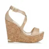 Jimmychoo/吉米周 裸色漆皮软木坡跟 PORTIA120PAT120008
