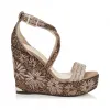 Jimmychoo/吉米周 多尔镜面皮革金属酒椰覆盖软木楔子 PORTIA120RFW080668