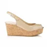 Jimmychoo/吉米周 裸色漆皮后背露趾趾坡跟鞋 PRAISEPAT120008