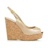 Jimmychoo/吉米周 时尚裸色漆皮软木坡跟凉鞋 PROVAPAT120008