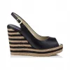 Jimmychoo/吉米周 黑色Vachetta皮革鱼嘴趾坡跟鞋 PROVAVBD010003