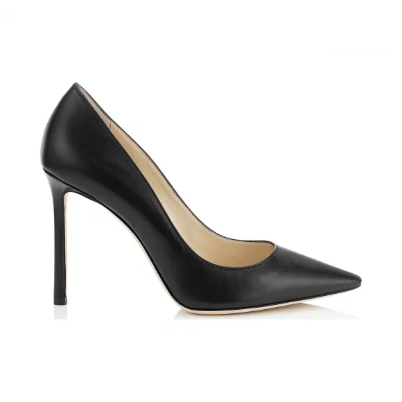 Jimmychoo/吉米周 黑色Kid皮革尖头浅口鞋 ROMY100KID010003