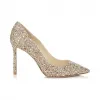 Jimmychoo/吉米周 裸色麂皮尖头高跟鞋，带有水晶修补程序 ROMY100SCX120064