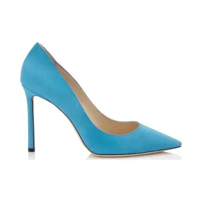 Jimmychoo/吉米周 机器人蓝色麂皮尖头高跟鞋 ROMY100SUE041357