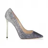 Jimmychoo/吉米周 海军蓝和银色粗闪光降低尖头趾高跟鞋 ROMY110CGD000710