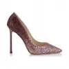 Jimmychoo/吉米周 粉色和波尔多降级粗光面布尖头浅口鞋 ROMY110CGD0C3003