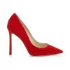 Jimmychoo/吉米周 红色绒面尖头高跟鞋 ROMY110SUE060016