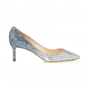 Jimmychoo/吉米周 银色暗蓝色火焰闪粉渐变面料尖头高跟鞋  ROMY60BRE0C6079