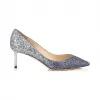 Jimmychoo/吉米周 海军蓝色银色渐变粗粒闪粉尖头高跟鞋  ROMY60CGD000710
