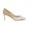 Jimmychoo/吉米周 光学白色和浅色蜂蜜粗闪光降级尖头浅口鞋 ROMY60CGD0C2567