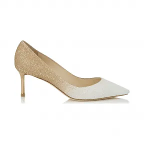 Jimmychoo/吉米周 光学白色和浅色蜂蜜粗闪光降级尖头浅口鞋 ROMY60CGD0C2567