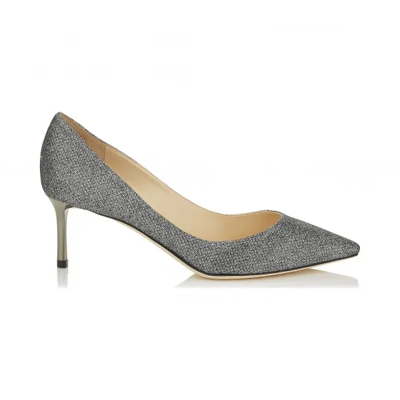 Jimmychoo/吉米周 碳灰色金银丝闪粉面料尖头高跟鞋 ROMY60LAG100017