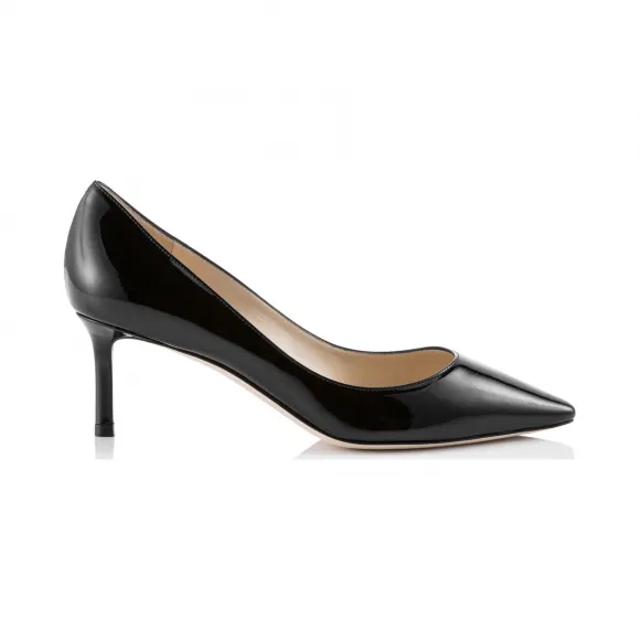 Jimmychoo/吉米周 黑色漆皮尖头高跟鞋  ROMY60PAT010003