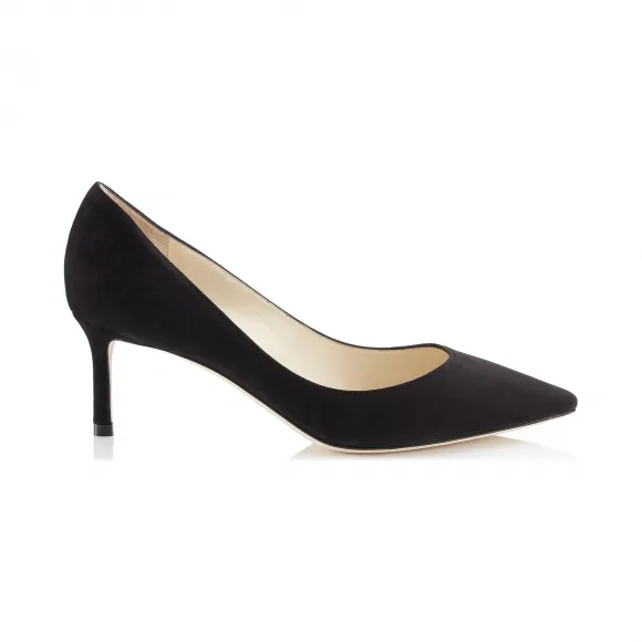 Jimmychoo/吉米周 黑色麂皮尖头高跟鞋  ROMY60SUE010003