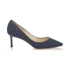 Jimmychoo/吉米周 海军蟒蛇纹印花牛仔布和专利尖头高跟鞋 ROMY60TDX000721