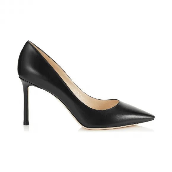 Jimmychoo/吉米周 黑色Kid皮革尖头浅口鞋 ROMY85KID010003