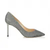 Jimmychoo/吉米周 碳灰色金银丝闪粉尖头高跟鞋  ROMY85LAG100017