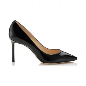 Jimmychoo/吉米周 黑色漆皮尖头浅口鞋 ROMY85PAT010003