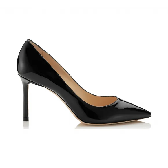 Jimmychoo/吉米周 黑色漆皮尖头浅口鞋 ROMY85PAT010003