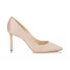 Jimmychoo/吉米周 尘土飞扬的玫瑰色缎面尖头浅口鞋 ROMY85SAT110005