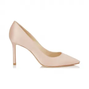 Jimmychoo/吉米周 尘土飞扬的玫瑰色缎面尖头浅口鞋 ROMY85SAT110005