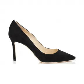Jimmychoo/吉米周 黑色麂皮尖头高跟鞋  ROMY85SUE010003