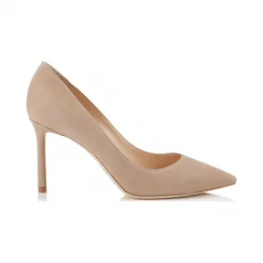 Jimmychoo/吉米周 裸色麂皮尖头高跟鞋  ROMY85SUE120008