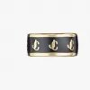 Jimmychoo/吉米周 SingleJCEarcuff-JC字母内圈金色外圈黑色珐琅耳环 SINGLEJCEARCUFFENQ000003